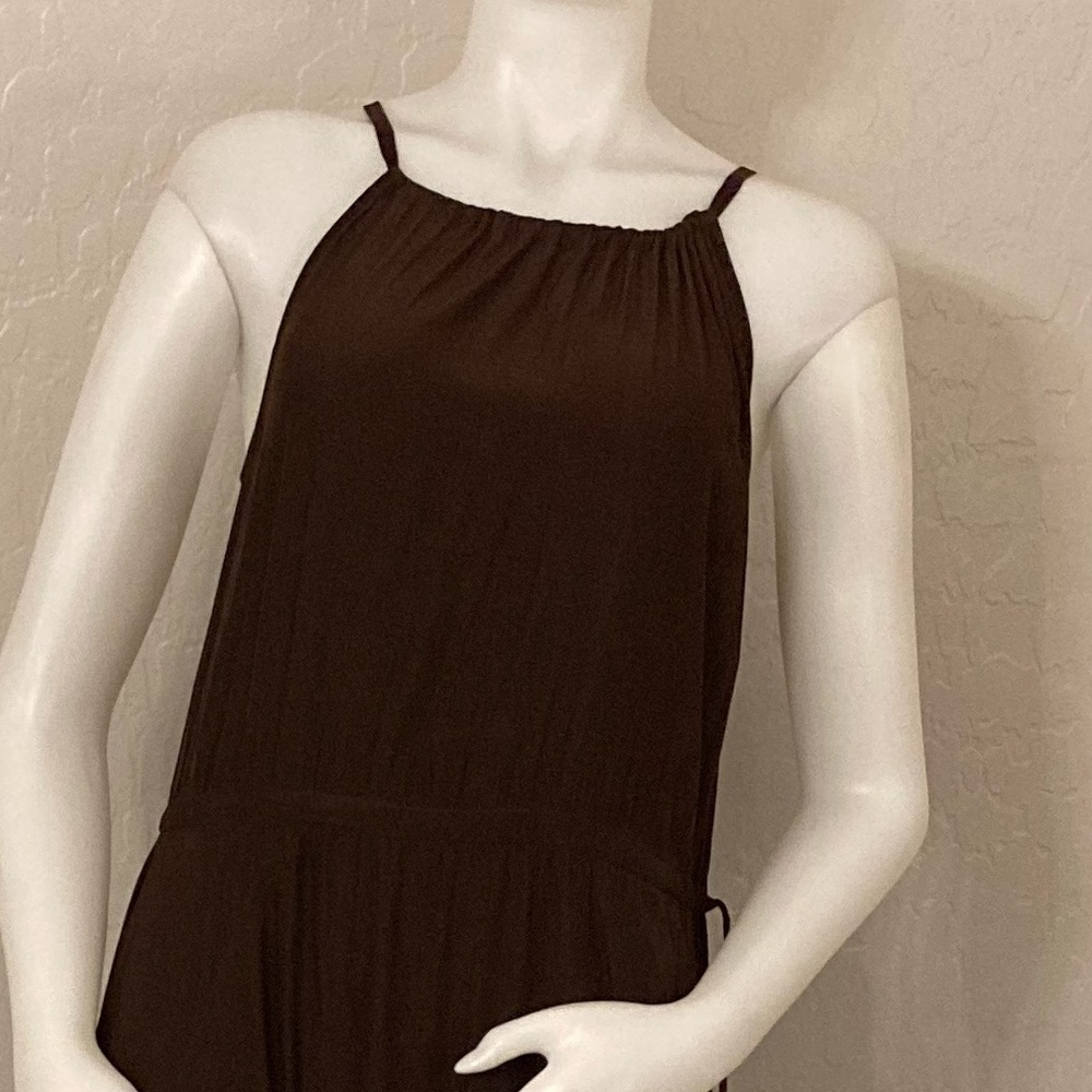 Calypso St. Barth Dress Sarah Brown Matte Satin Sleeveless Maxi Halter Small - Picture 9 of 13